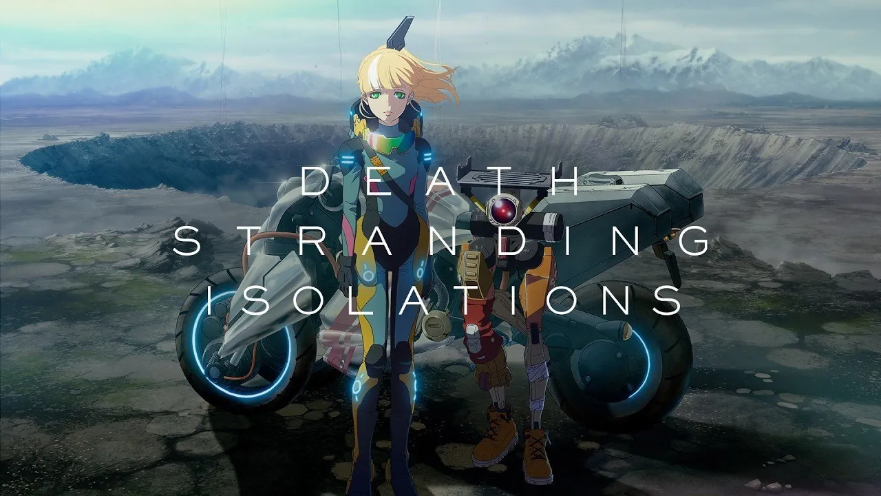 Imagen del teaser de Death Stranding Isolations con una joven rubia junto a una moto y un robot