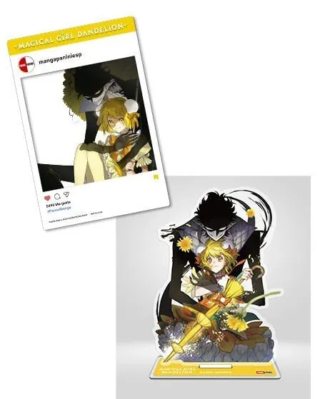 Las ediciones especiales de Magical Girl Dandelion: tarjeta SNS y figura acrílica con Tanpopo y Shade