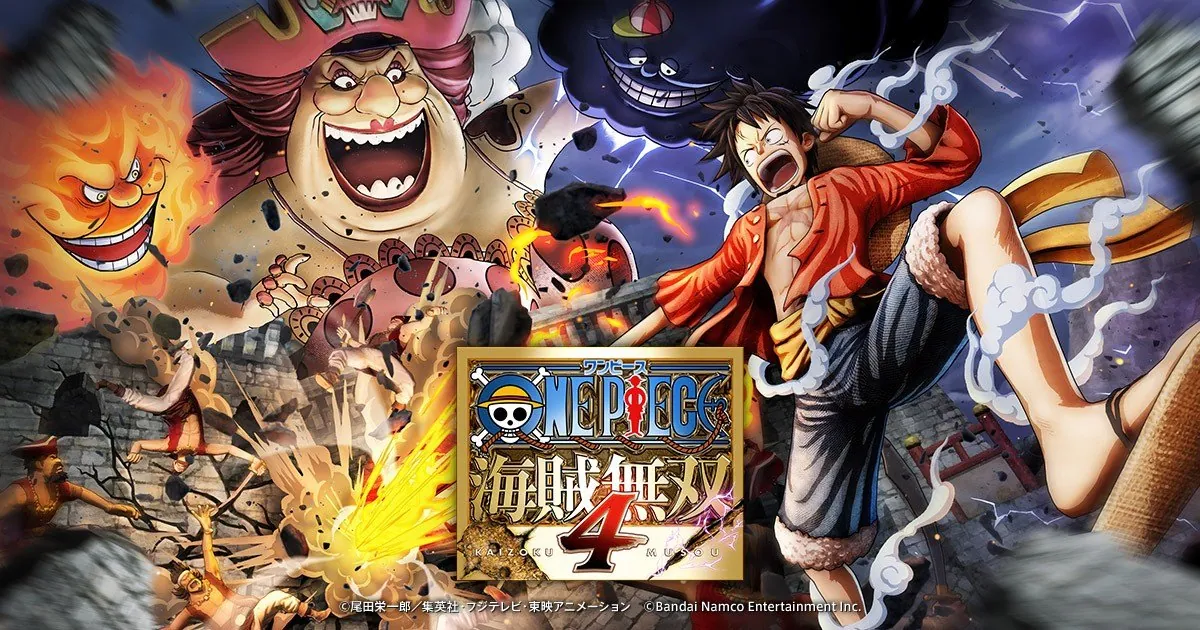 Imagen promocional de One Piece: Pirate Warriors 4 con Luffy y el logo del juego