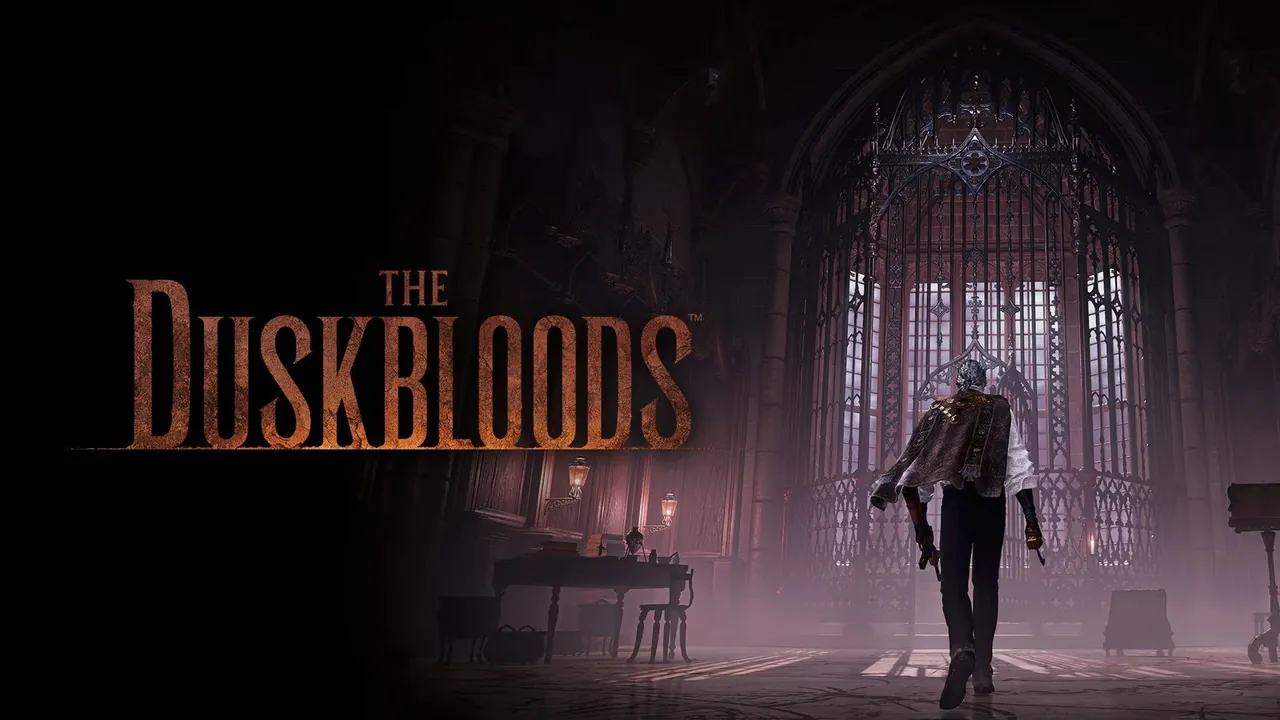 Un Bloodsworn caminando hacia un gran ventanal gótico en The Duskbloods
